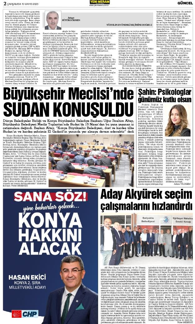 10 Mayıs 2023 Yeni Meram Gazetesi
