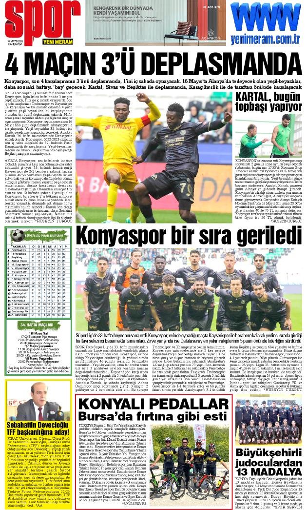 10 Mayıs 2023 Yeni Meram Gazetesi
