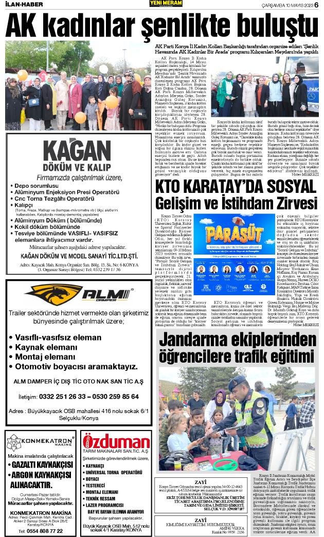 10 Mayıs 2023 Yeni Meram Gazetesi
