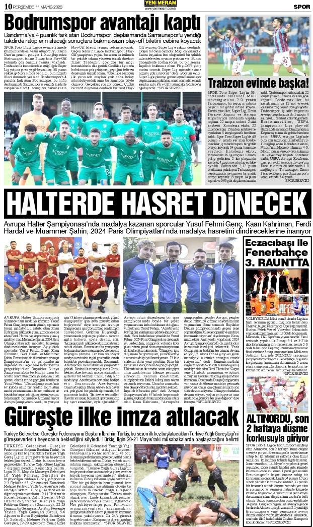 11 Mayıs 2023 Yeni Meram Gazetesi
