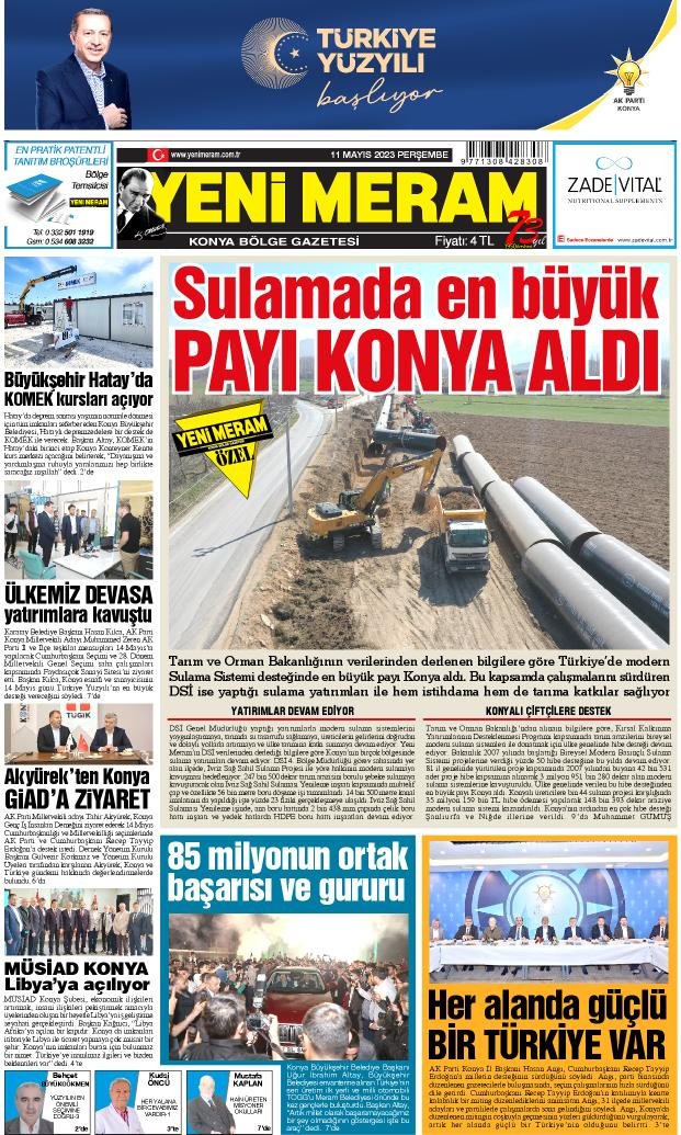 11 Mayıs 2023 Yeni Meram Gazetesi
