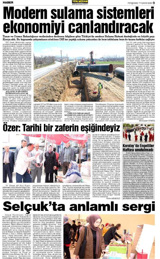 11 Mayıs 2023 Yeni Meram Gazetesi
