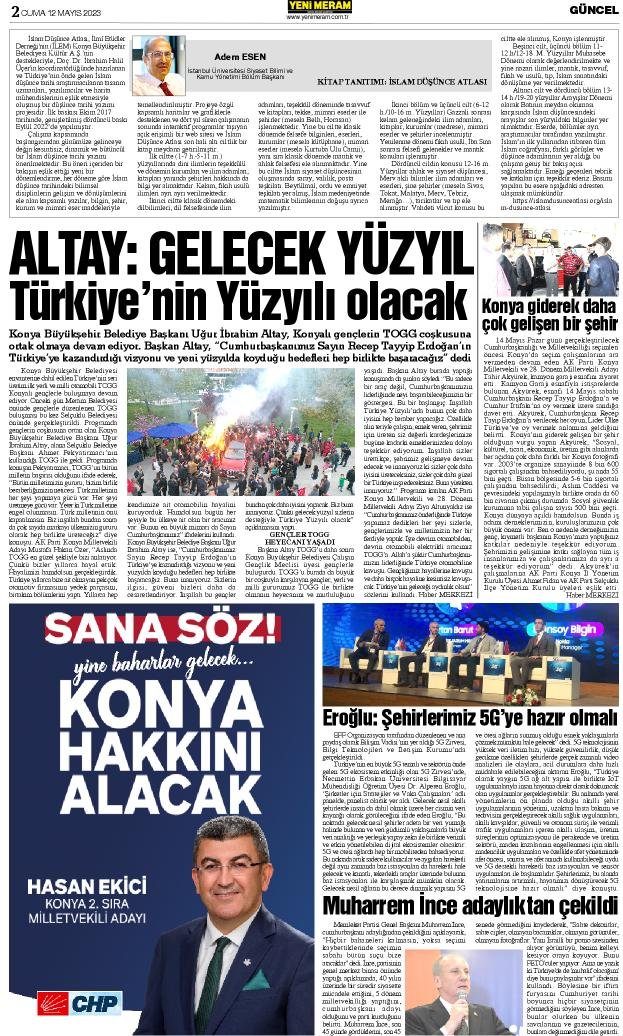 12 Mayıs 2023 Yeni Meram Gazetesi
