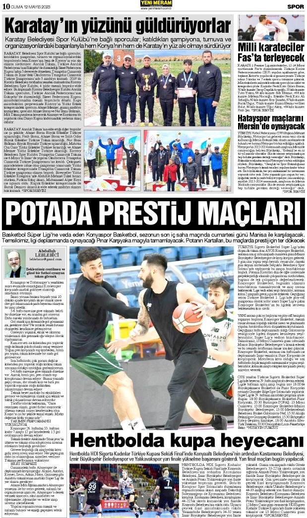 12 Mayıs 2023 Yeni Meram Gazetesi
