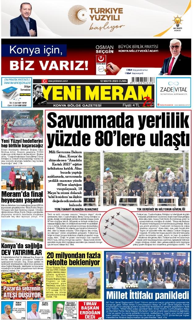 12 Mayıs 2023 Yeni Meram Gazetesi
