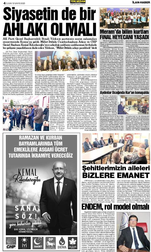 12 Mayıs 2023 Yeni Meram Gazetesi
