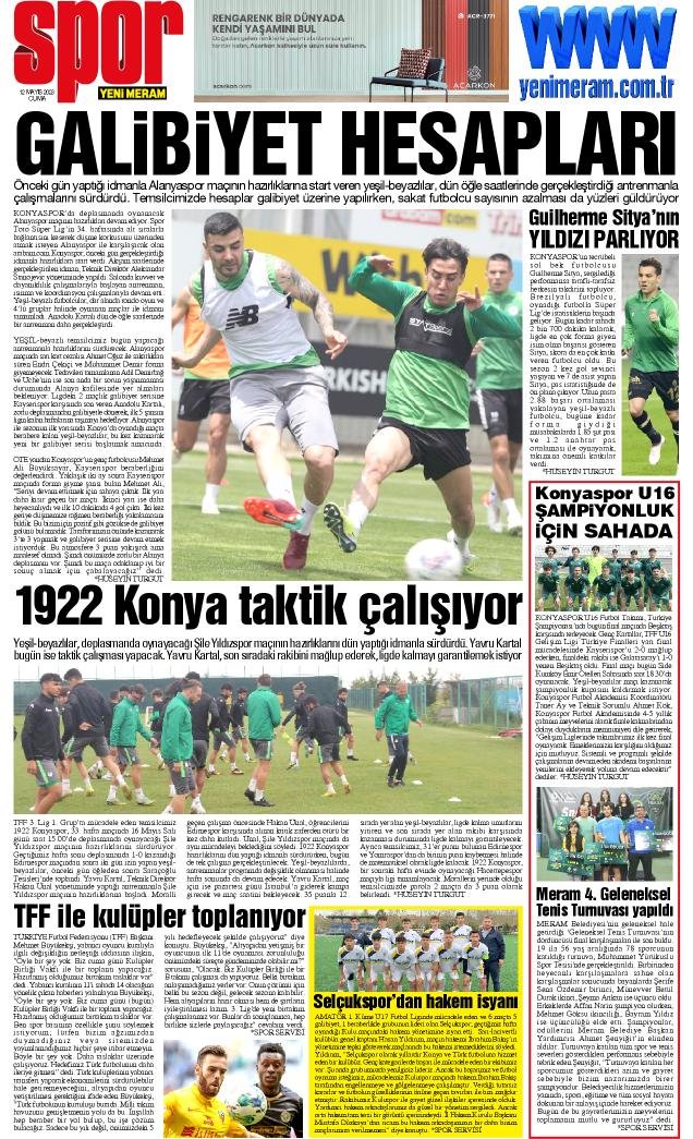 12 Mayıs 2023 Yeni Meram Gazetesi
