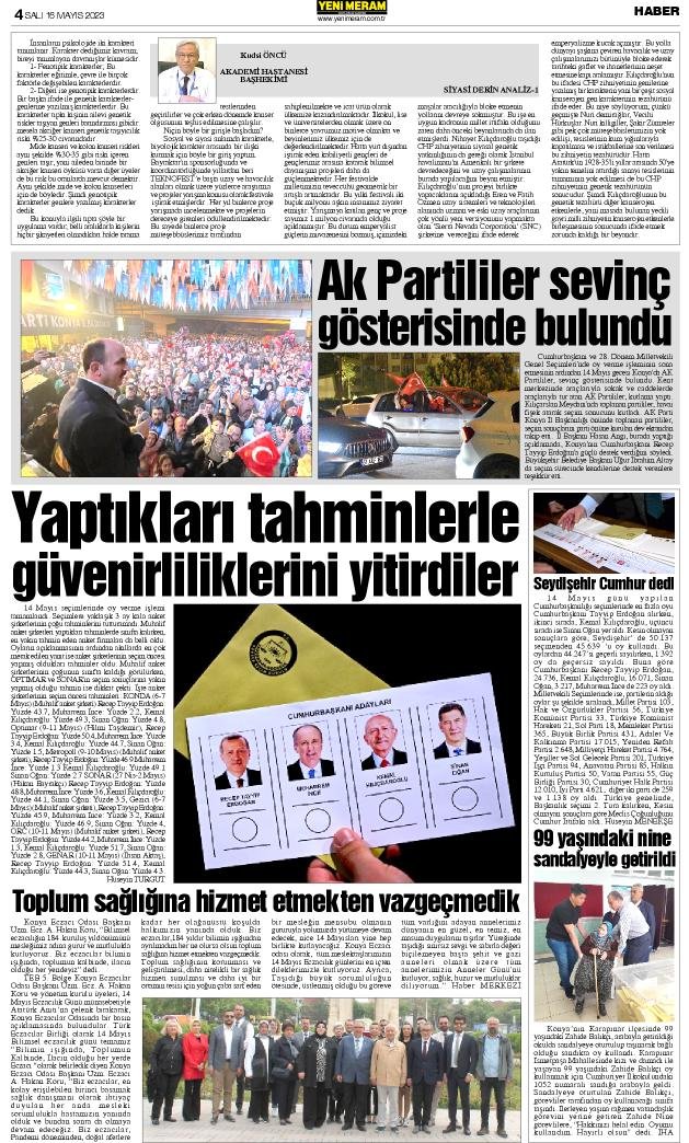 16 Mayıs 2023 Yeni Meram Gazetesi
