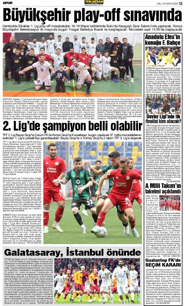 16 Mayıs 2023 Yeni Meram Gazetesi
