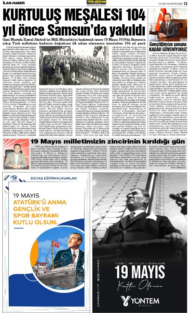19 Mayıs 2023 Yeni Meram Gazetesi
