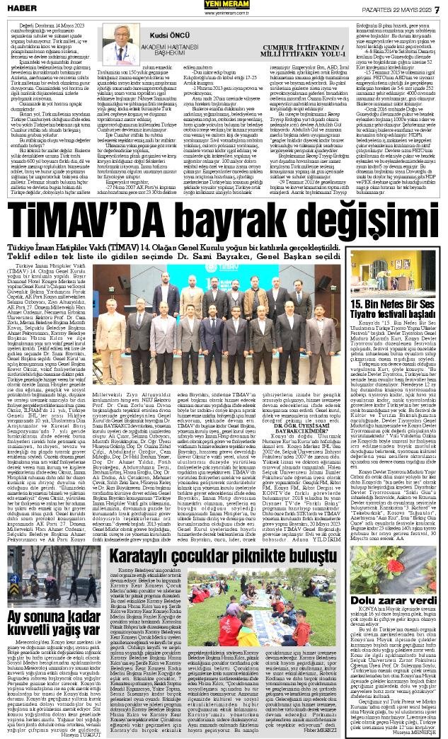 22 Mayıs 2023 Yeni Meram Gazetesi
