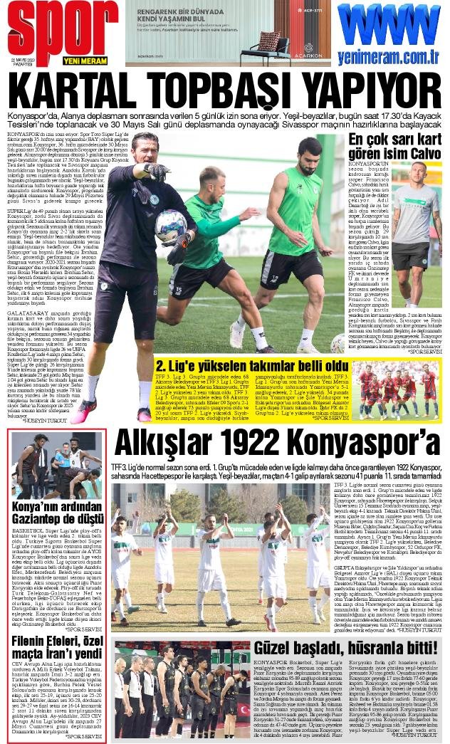 22 Mayıs 2023 Yeni Meram Gazetesi
