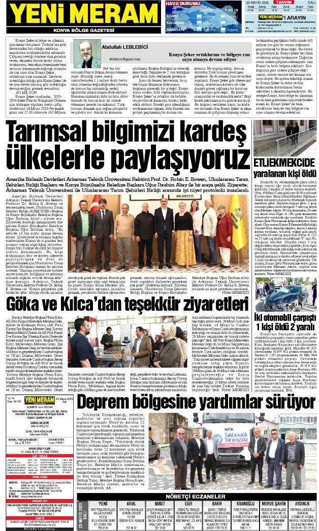 23 Mayıs 2023 Yeni Meram Gazetesi
