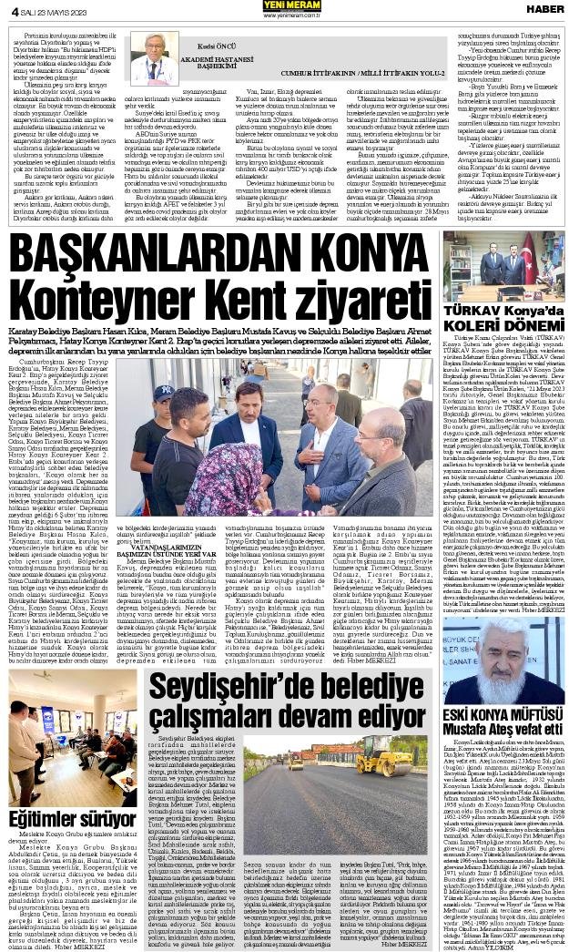 23 Mayıs 2023 Yeni Meram Gazetesi
