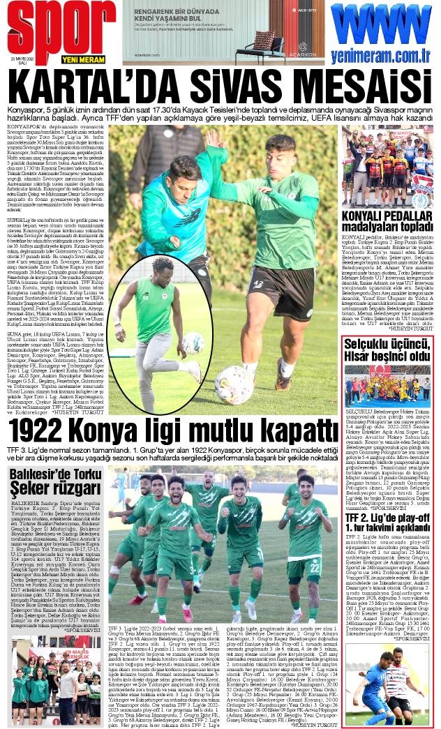 23 Mayıs 2023 Yeni Meram Gazetesi
