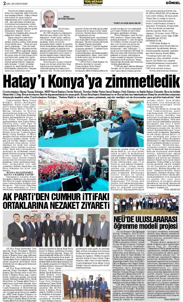 23 Mayıs 2023 Yeni Meram Gazetesi
