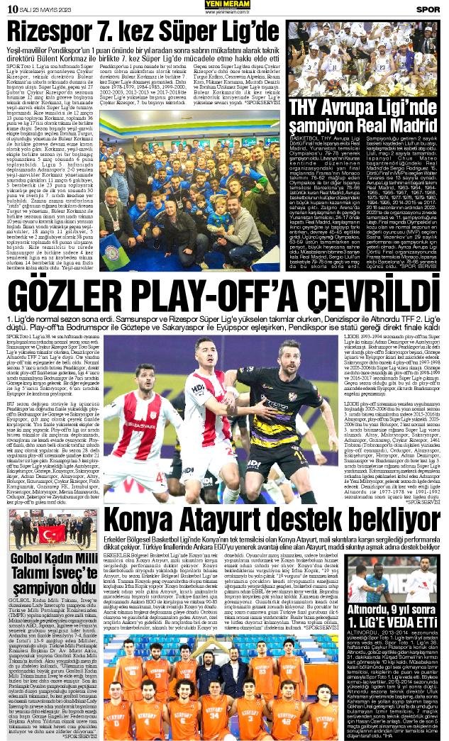 23 Mayıs 2023 Yeni Meram Gazetesi
