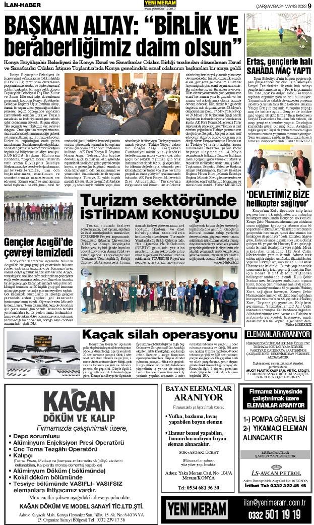 24 Mayıs 2023 Yeni Meram Gazetesi
