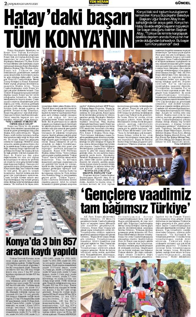 24 Mayıs 2023 Yeni Meram Gazetesi
