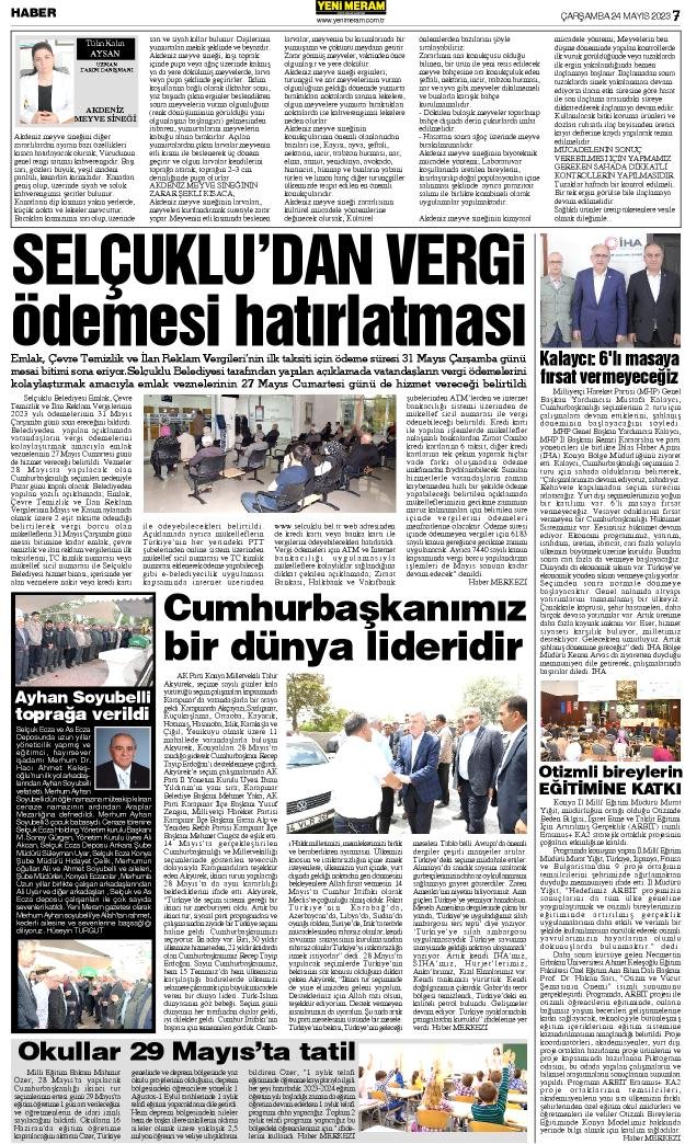 24 Mayıs 2023 Yeni Meram Gazetesi
