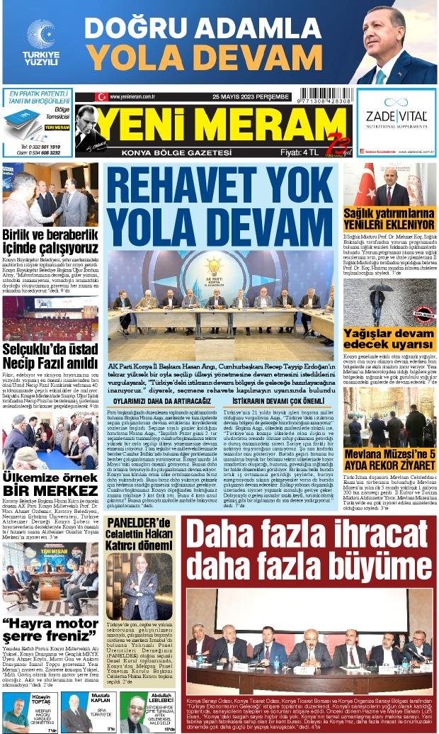 25 Mayıs 2023 Yeni Meram Gazetesi
