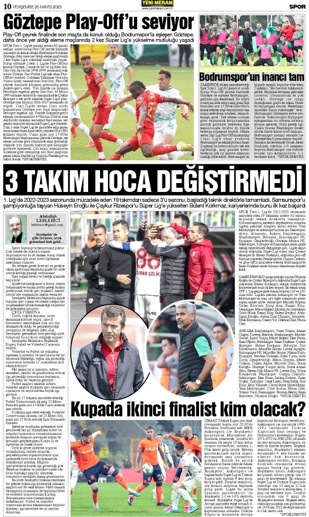 25 Mayıs 2023 Yeni Meram Gazetesi
