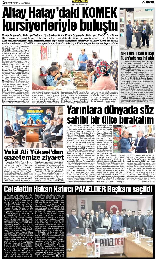 25 Mayıs 2023 Yeni Meram Gazetesi
