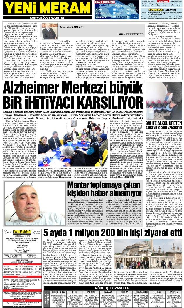 25 Mayıs 2023 Yeni Meram Gazetesi
