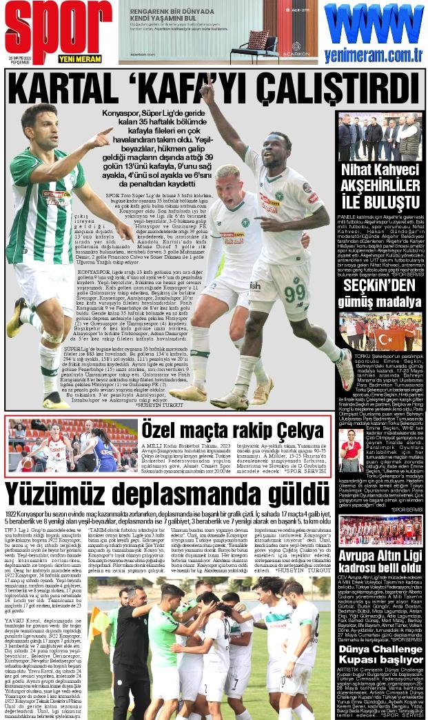 25 Mayıs 2023 Yeni Meram Gazetesi
