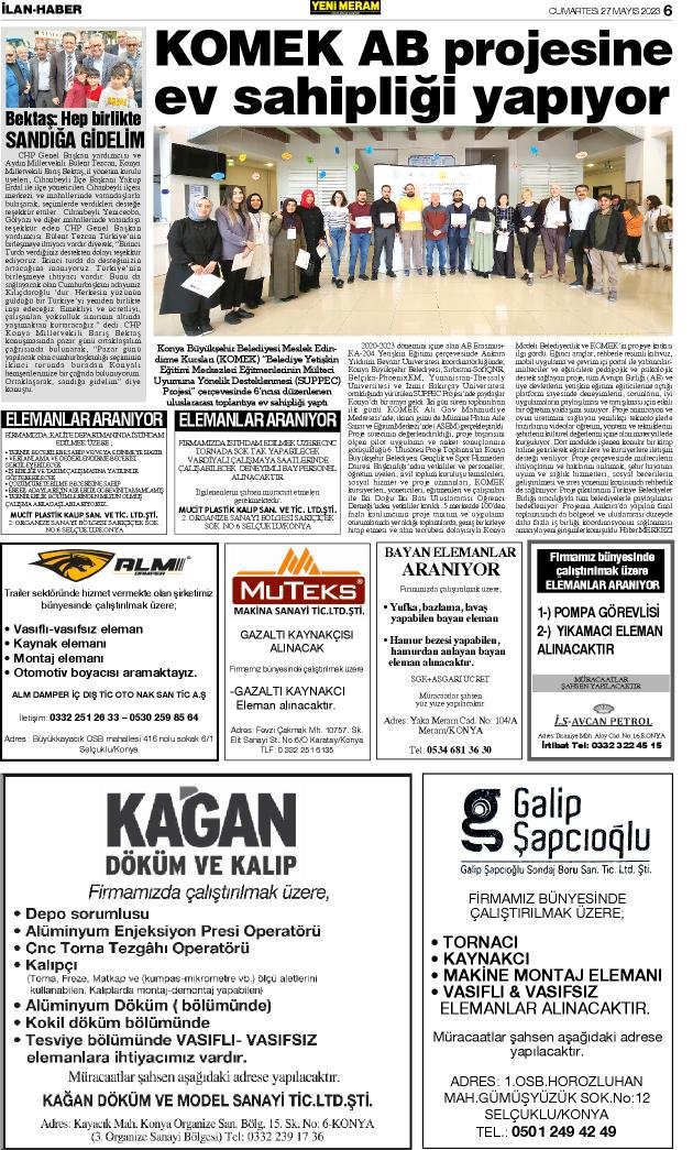 27 Mayıs 2023 Yeni Meram Gazetesi