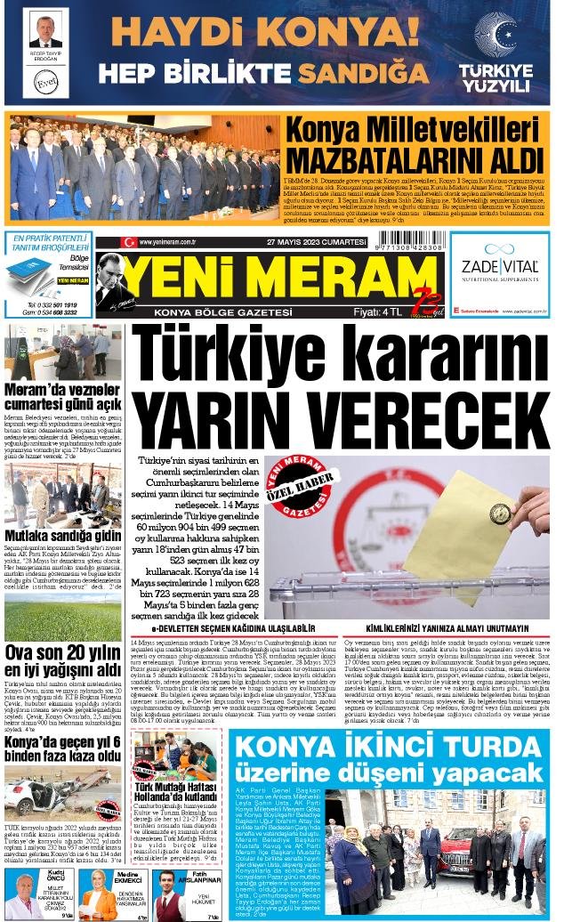 27 Mayıs 2023 Yeni Meram Gazetesi