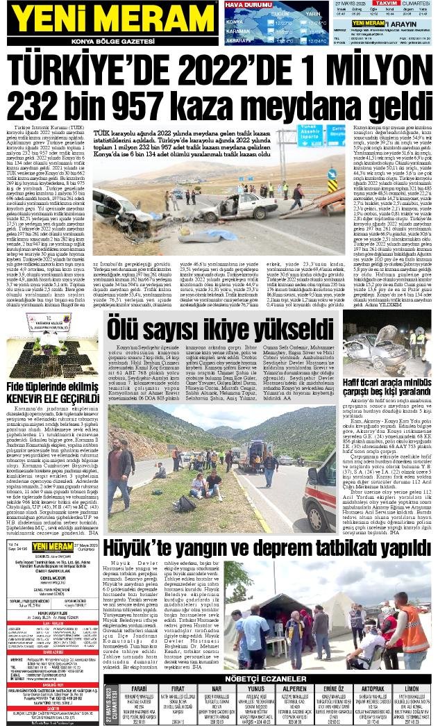 27 Mayıs 2023 Yeni Meram Gazetesi