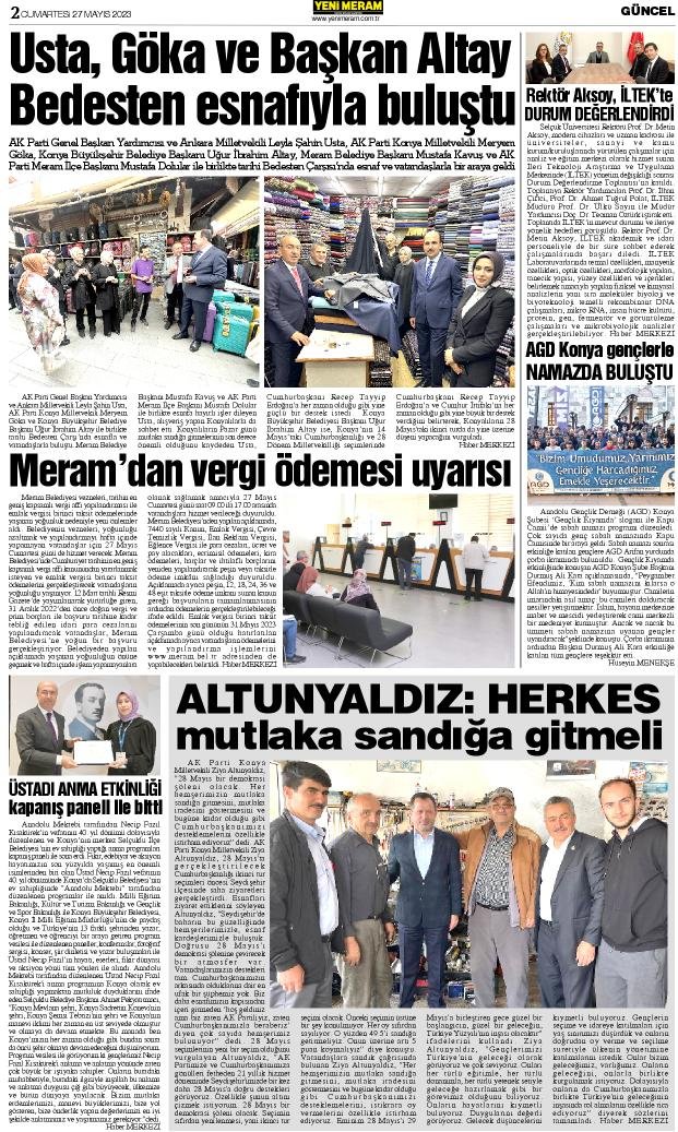 27 Mayıs 2023 Yeni Meram Gazetesi