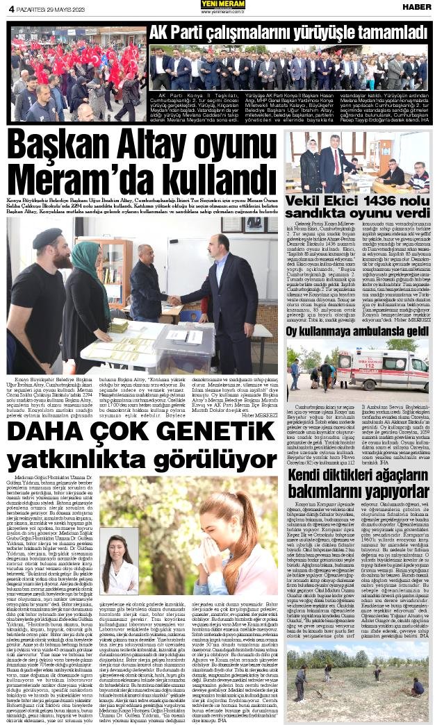 29 Mayıs 2023 Yeni Meram Gazetesi
