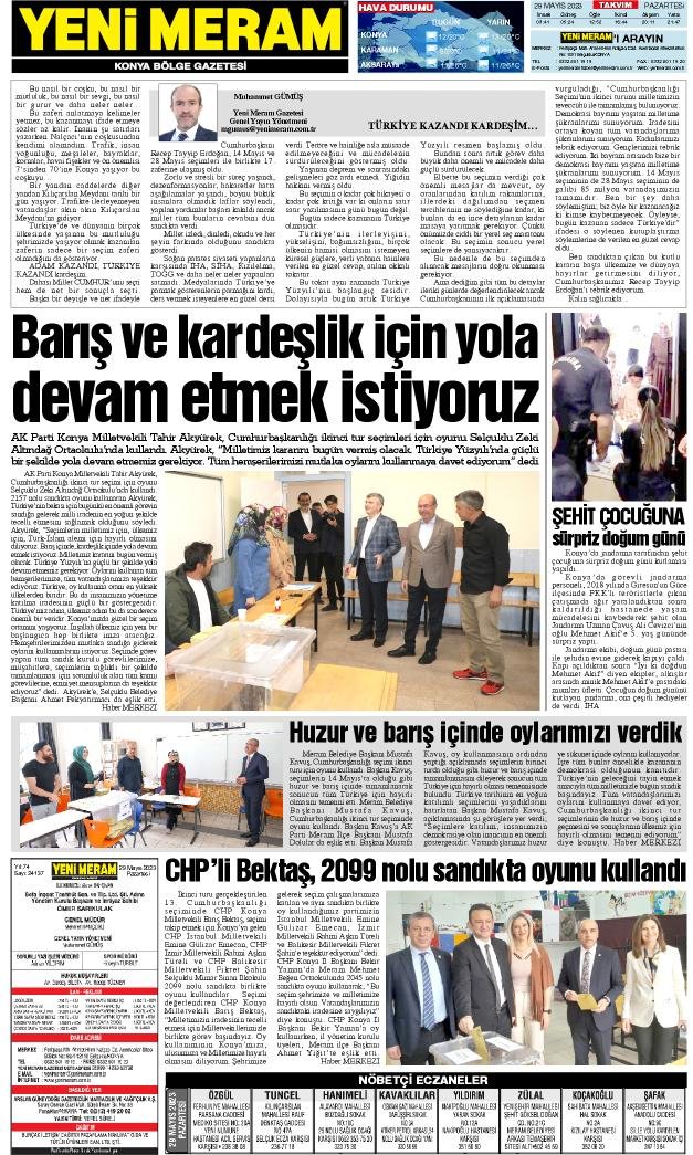 29 Mayıs 2023 Yeni Meram Gazetesi
