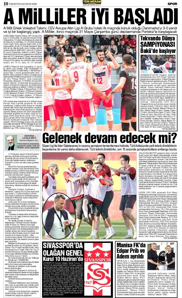 29 Mayıs 2023 Yeni Meram Gazetesi
