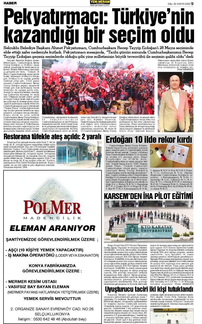 30 Mayıs 2023 Yeni Meram Gazetesi
