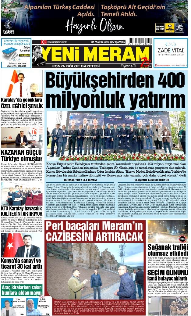 31 Mayıs 2023 Yeni Meram Gazetesi
