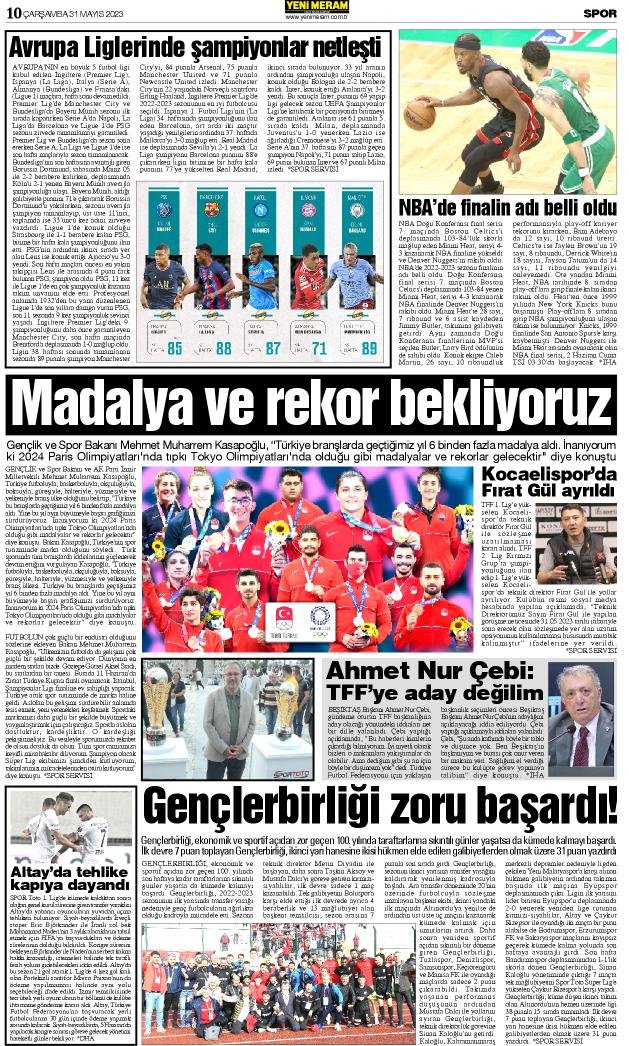 31 Mayıs 2023 Yeni Meram Gazetesi
