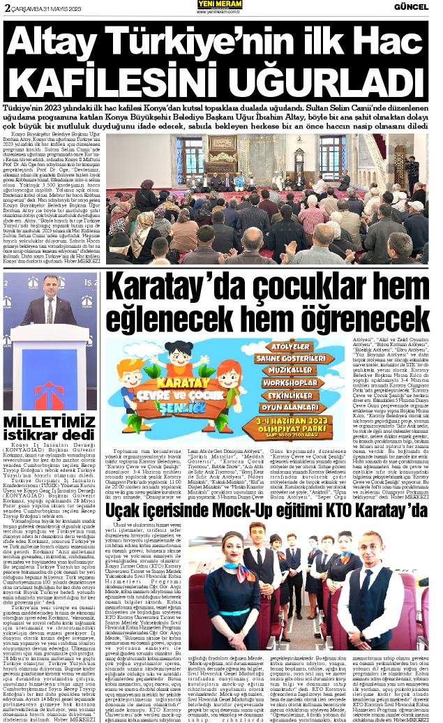 31 Mayıs 2023 Yeni Meram Gazetesi
