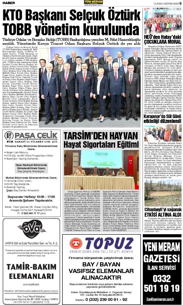 2 Haziran 2023 Yeni Meram Gazetesi
