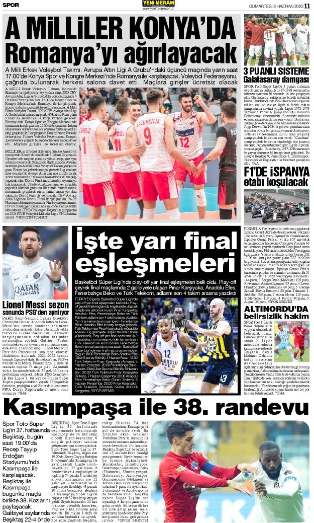 3 Haziran 2023 Yeni Meram Gazetesi