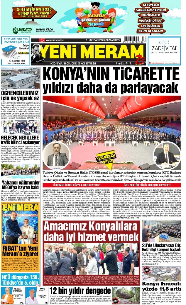 3 Haziran 2023 Yeni Meram Gazetesi