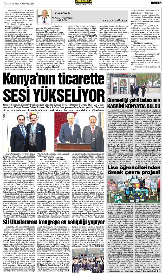 3 Haziran 2023 Yeni Meram Gazetesi