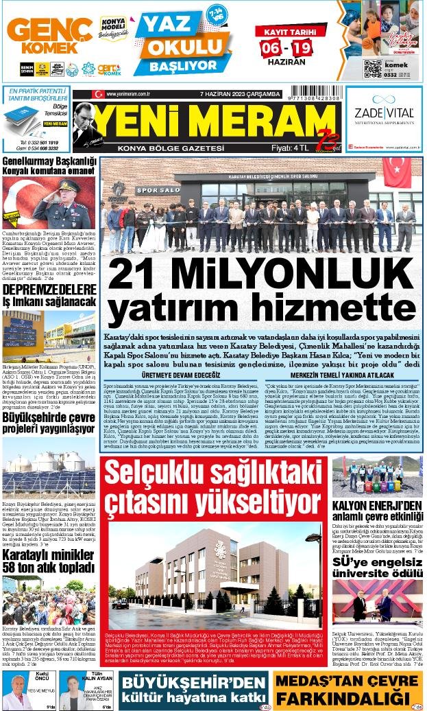 7 Haziran 2023 Yeni Meram Gazetesi
