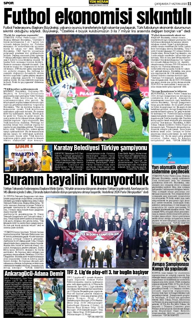 7 Haziran 2023 Yeni Meram Gazetesi
