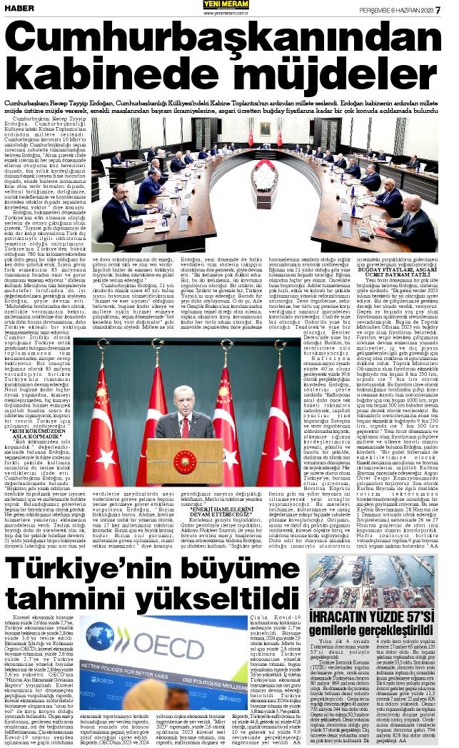 8 Haziran 2023 Yeni Meram Gazetesi
