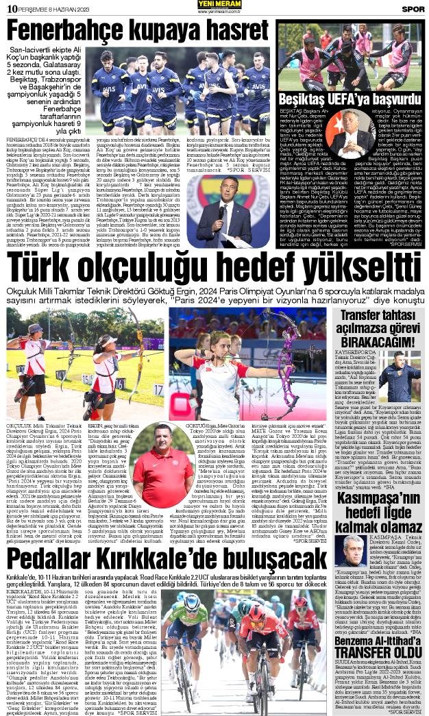 8 Haziran 2023 Yeni Meram Gazetesi
