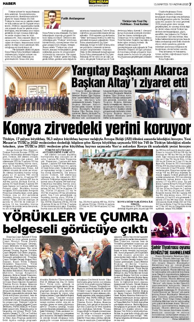 10 Haziran 2023 Yeni Meram Gazetesi