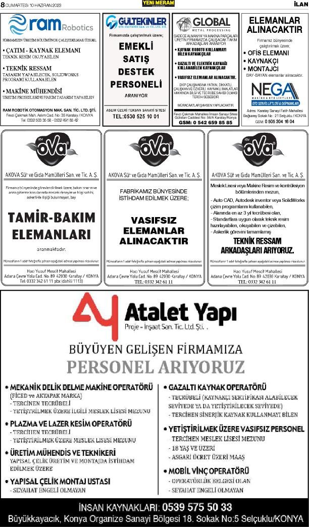 10 Haziran 2023 Yeni Meram Gazetesi